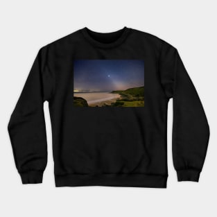 Fall Bay on Gower in Wales at Night Crewneck Sweatshirt